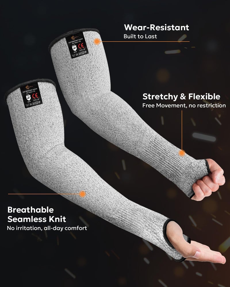 Evridwear Protective Arm Sleeves Cut Resistant Farmers Sleeves for Men Work, Gardening, Farming, Arm Protectors for Thin Skin and Bruising (Medium, With Thumb Hole) - Image 3